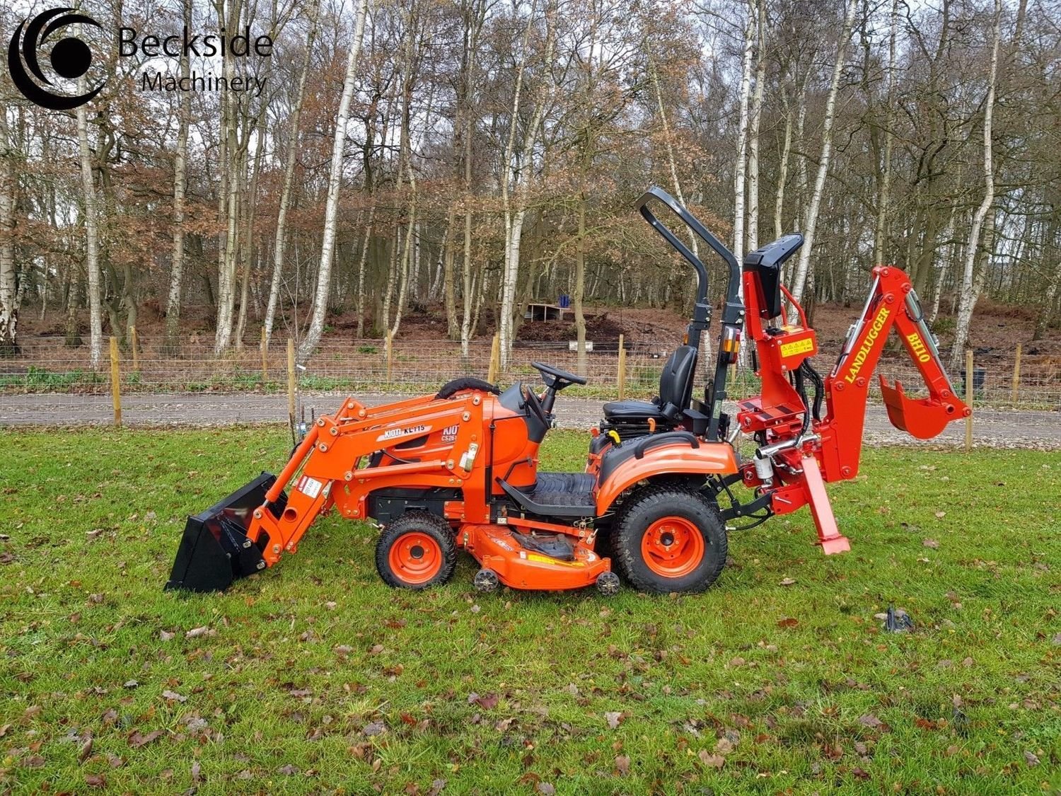 Kioti Compact Tractor CS2610 HST Front Loader Mid Deck Mower & Back Hoe
