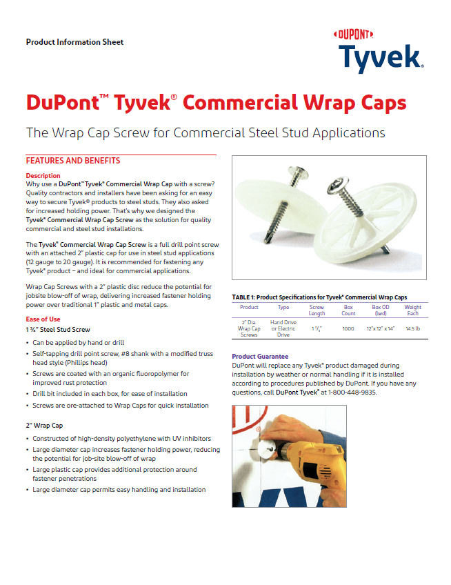 Store Parksite » 43D100646 DuPont Tyvek Commercial Wrap Caps (P)
