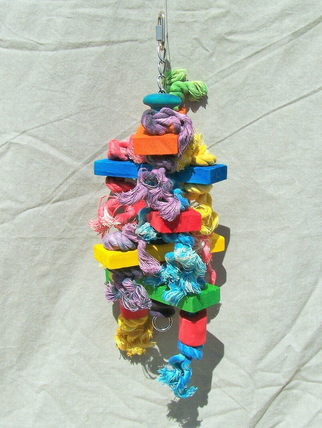 Happy Beaks Bird Toy Hanging Wood with Rope