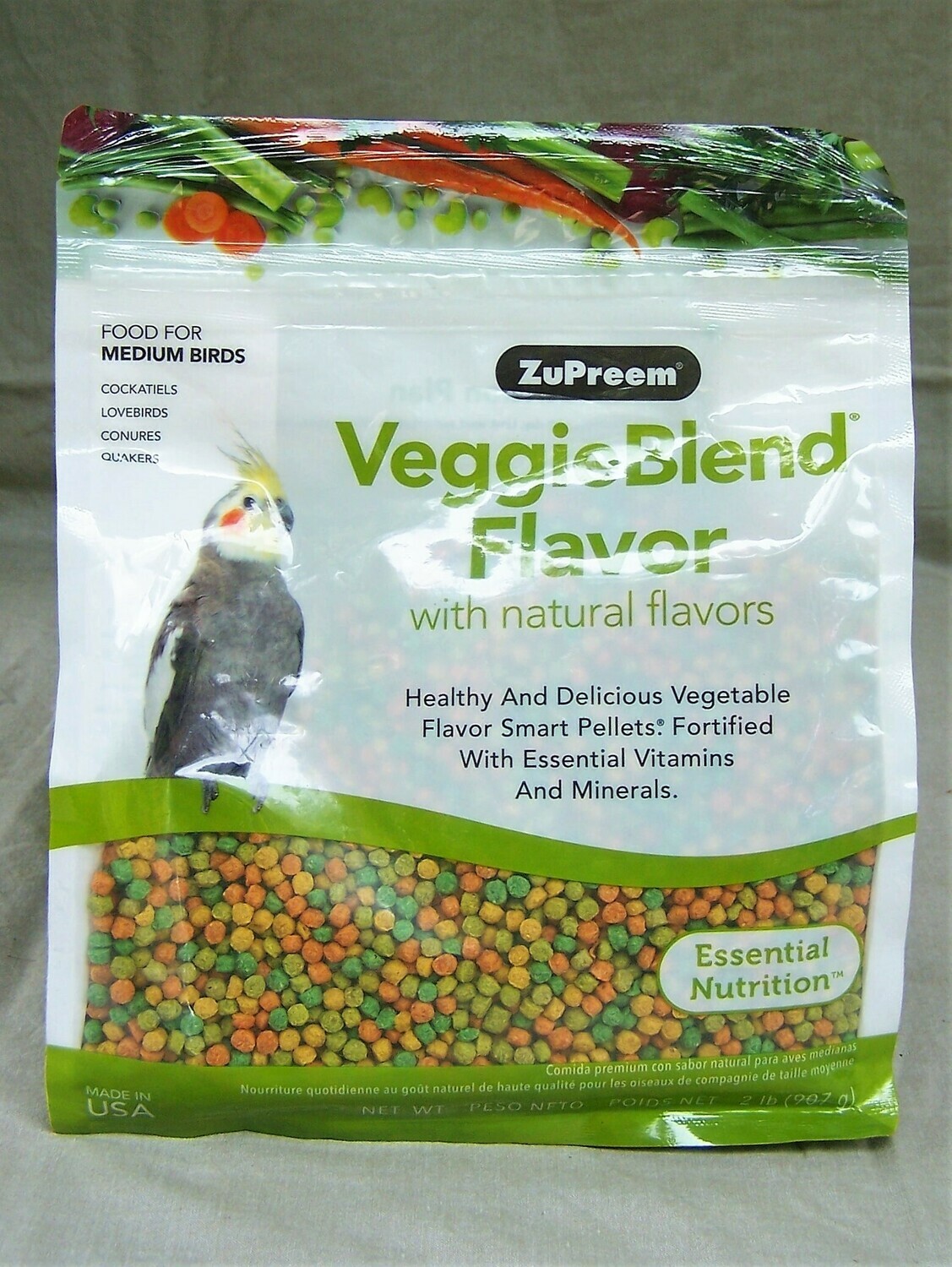 ZuPreem VeggieBlend Flavor Medium Bird Food, 2lb bag