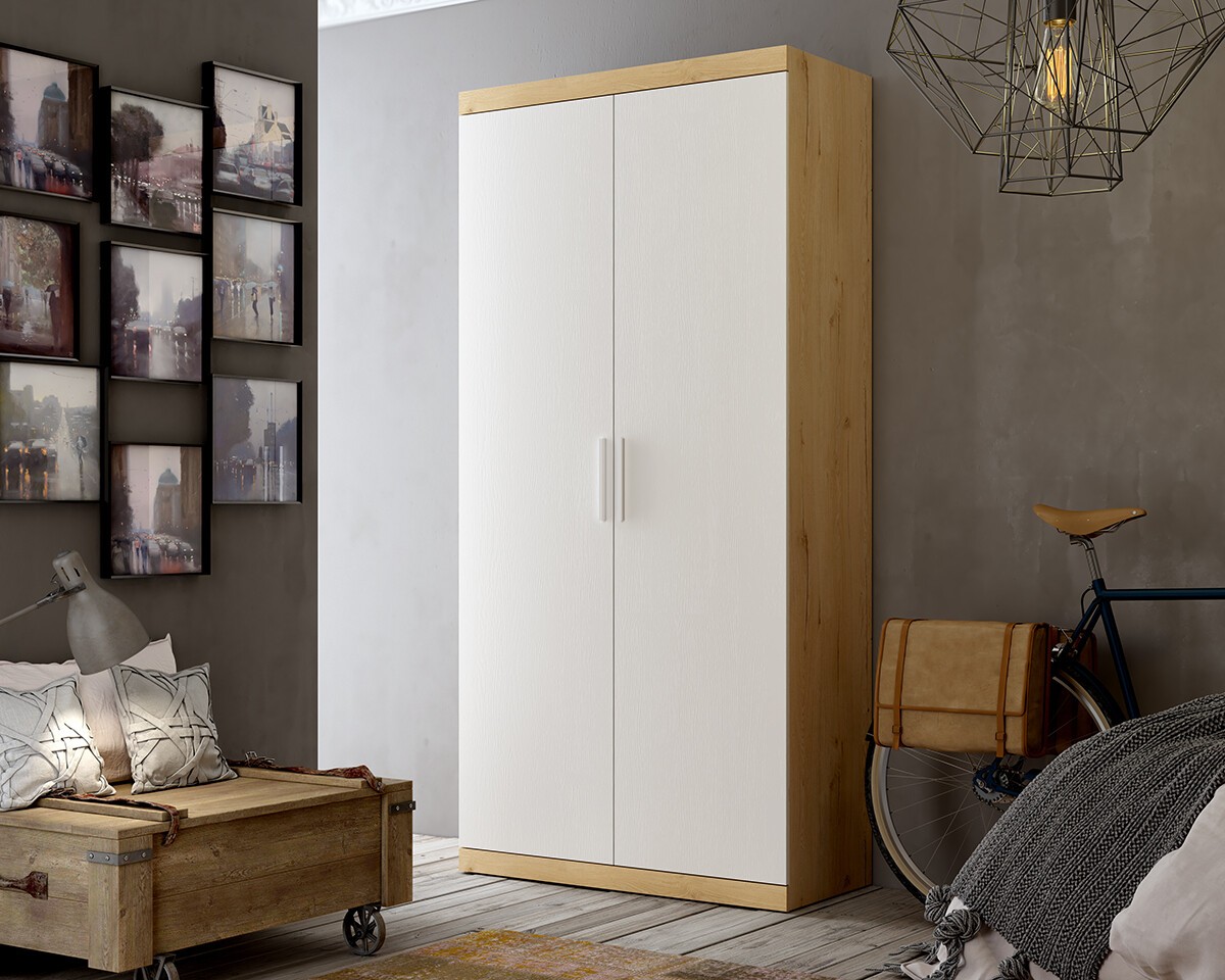 Armario 2 puertas Bi-Color Roble y Blanco