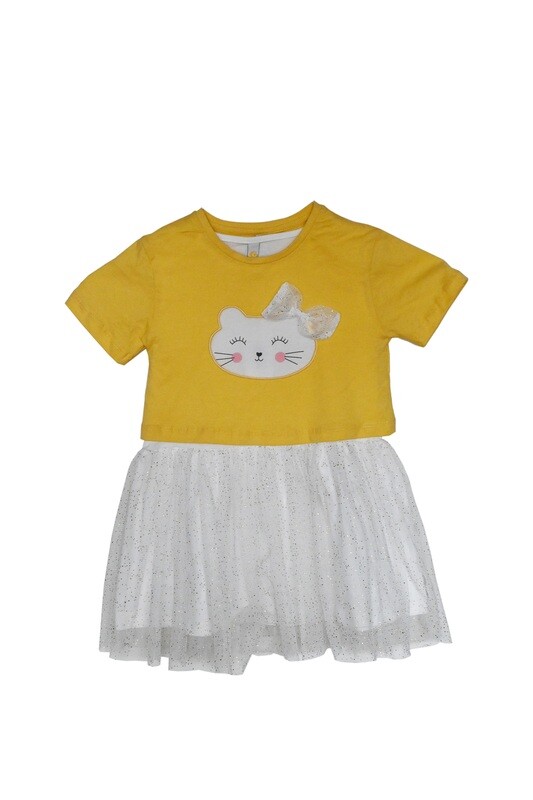 Shirt Kleid "Katze", gelb