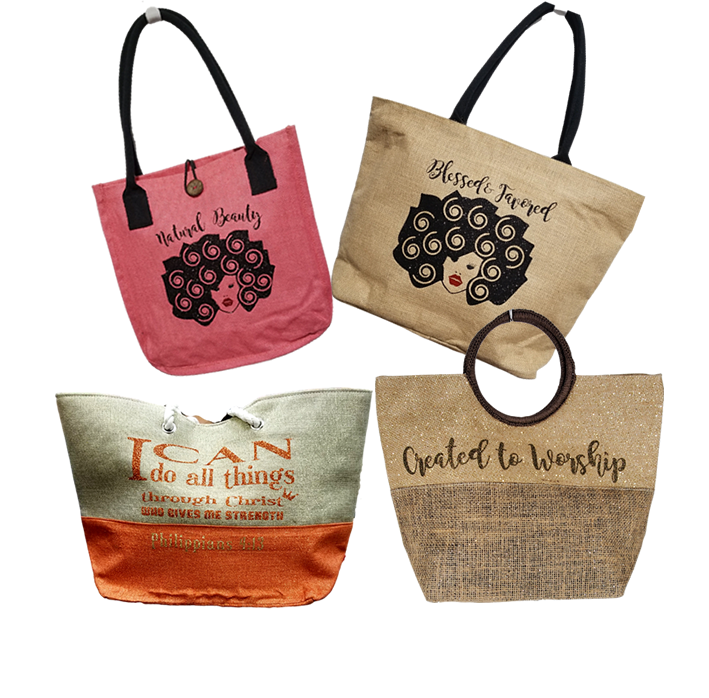 Jute/Canvas Totes Purses & Proverbs