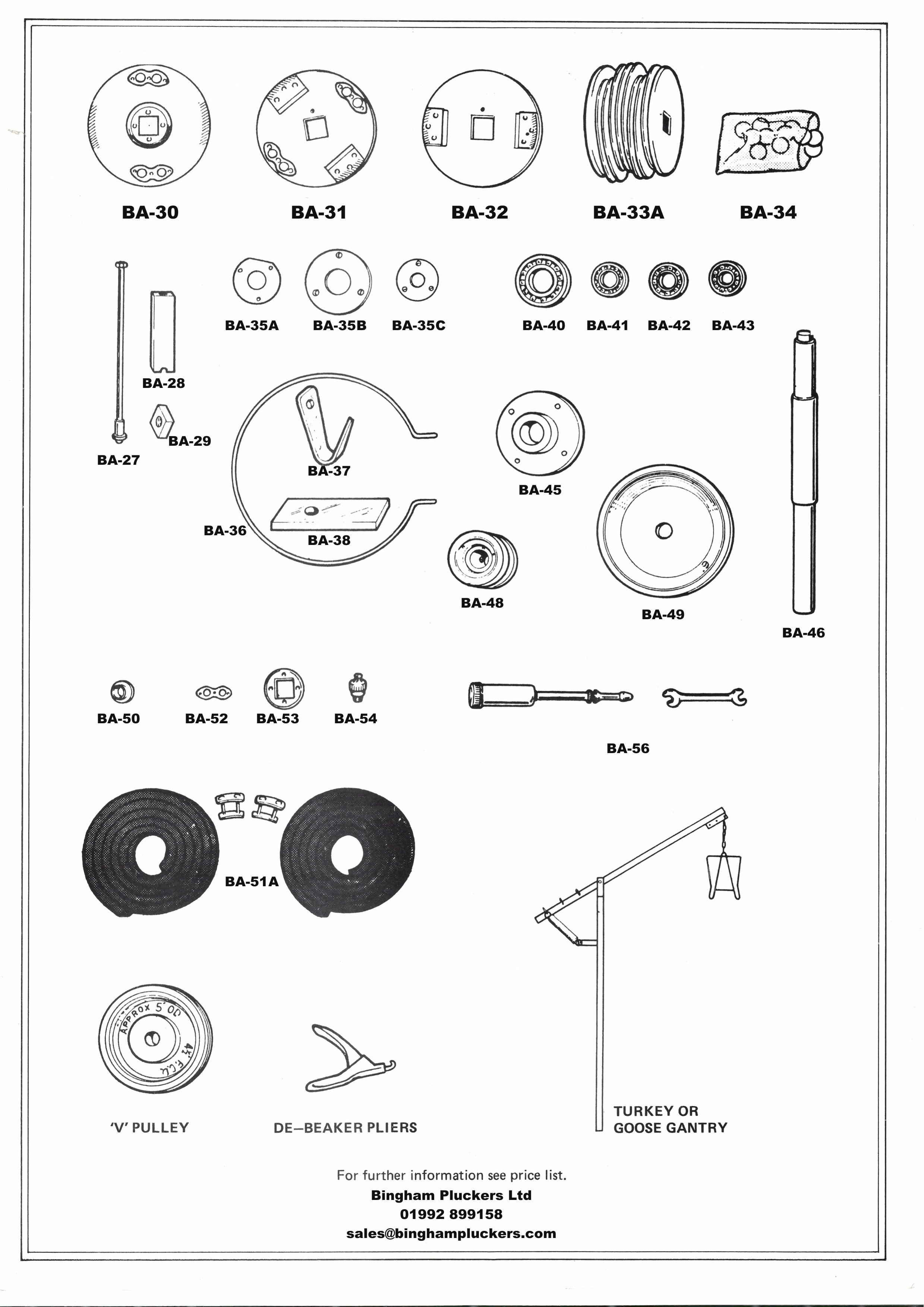Bingham Plucking Machine Spare Parts
