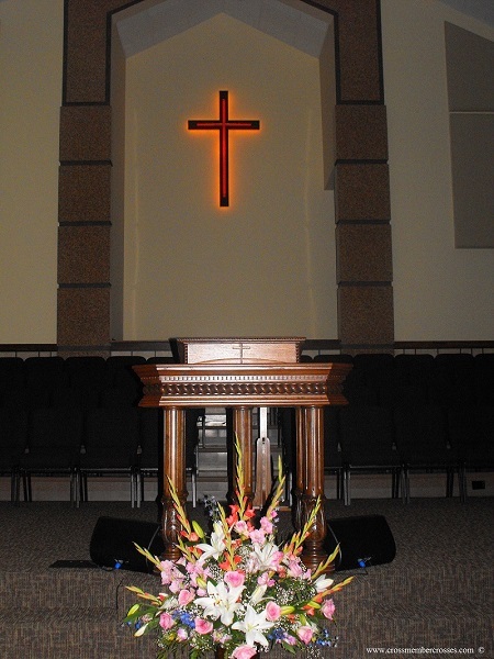 Traditional Cross With Stained Glass Center Cross