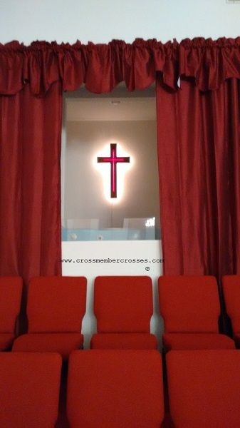 Traditional Cross With Stained Glass Center Cross