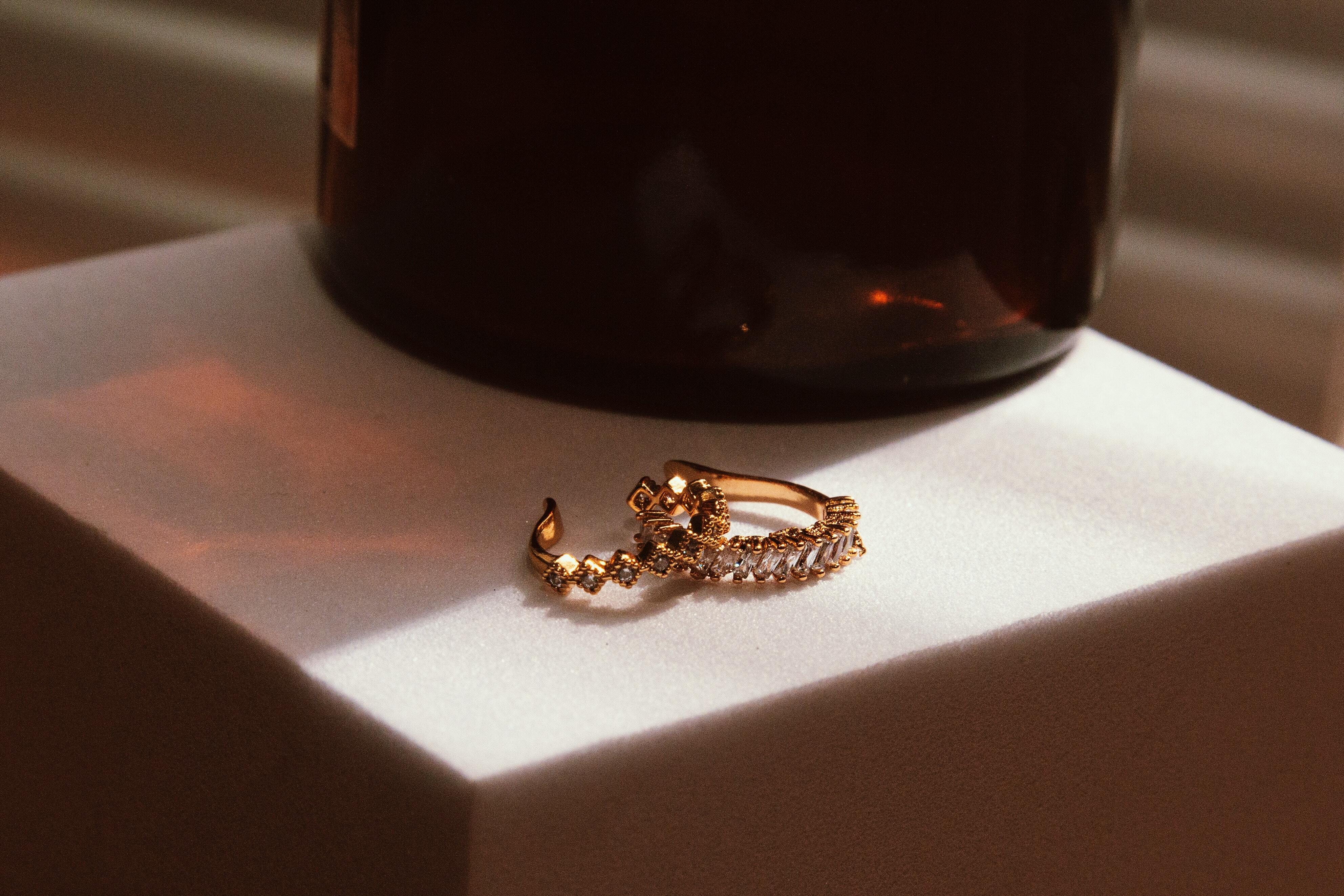 Showcasing luxury with these gold wedding bands.