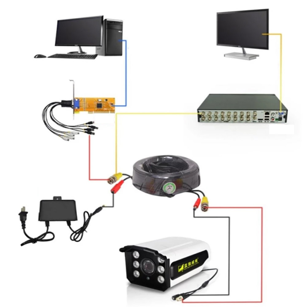 Câble coaxial pour caméra de sécurité et DVR 5 Mètre
