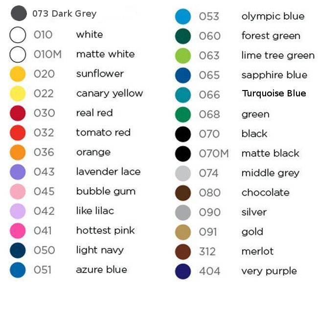 Custom Vinyl Lettering  List of Colors