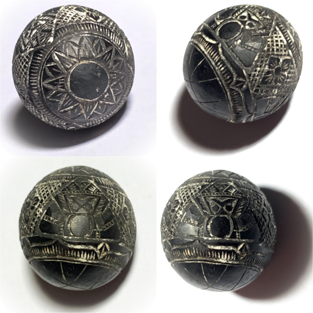 Kala Ta Diaw Rahu Om Jantra Om Surya 1 Eyed Coconut Carved Asura deva Eclipse God Luang Por Pin Wat Srisa Tong