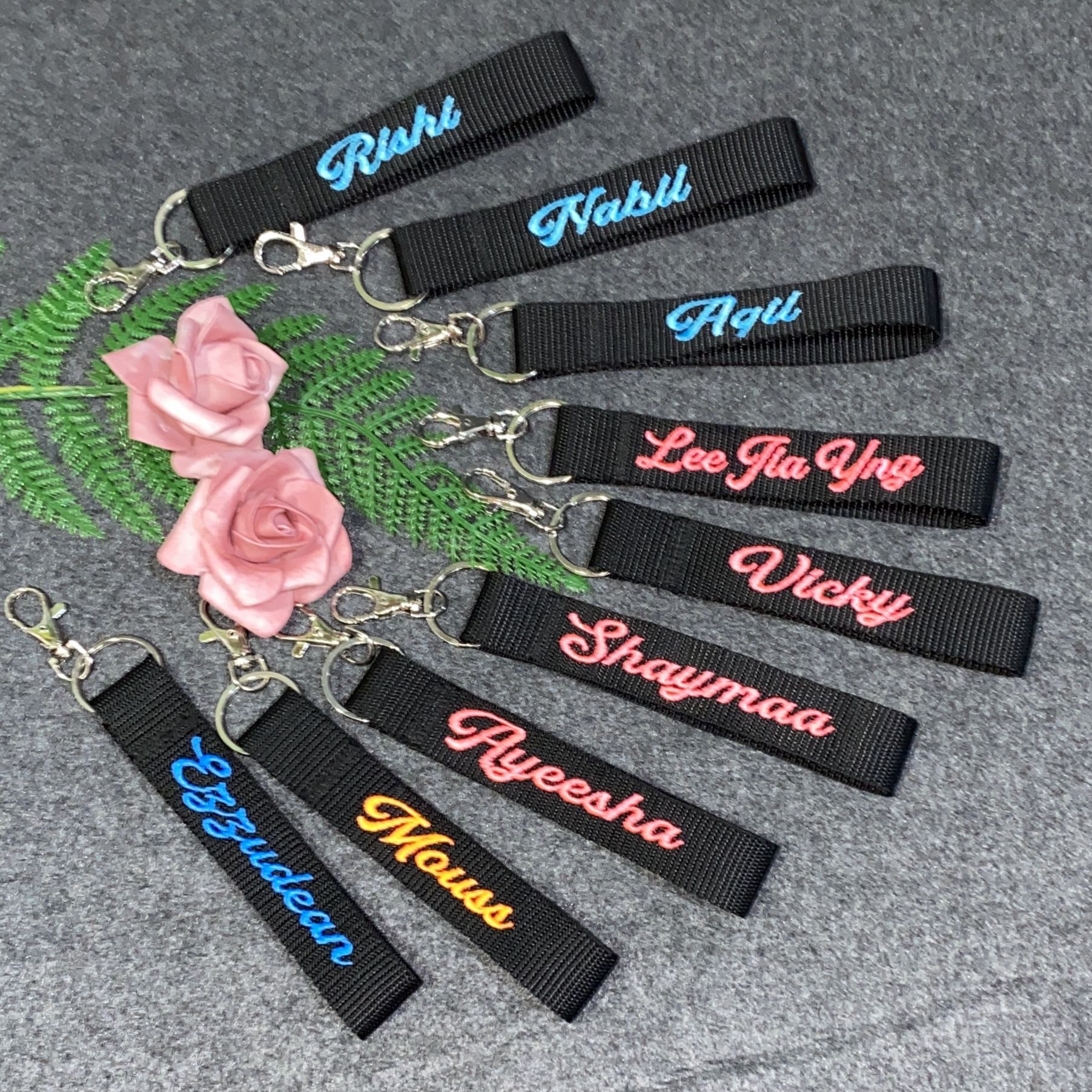 Embroidery Name strap keychain