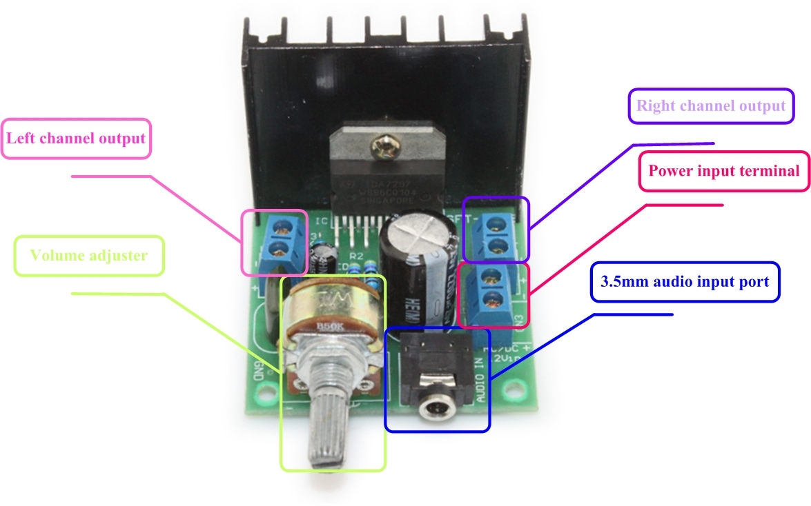 Scheda Amplificatore Audio Digitale TDA7297 – 15W+15W Doppio Canale – 12V AC/DC