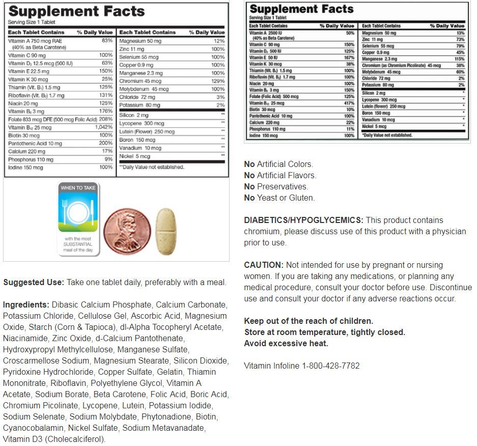 Kirkland Signature Adult 50+ Mature Multi Vitamins & Minerals 400