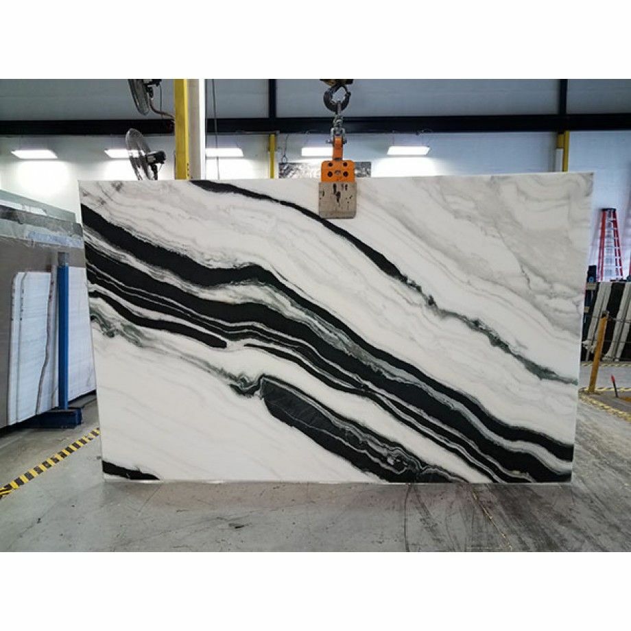 China Panda White With Black Veins Marble Slab bookmatch Store