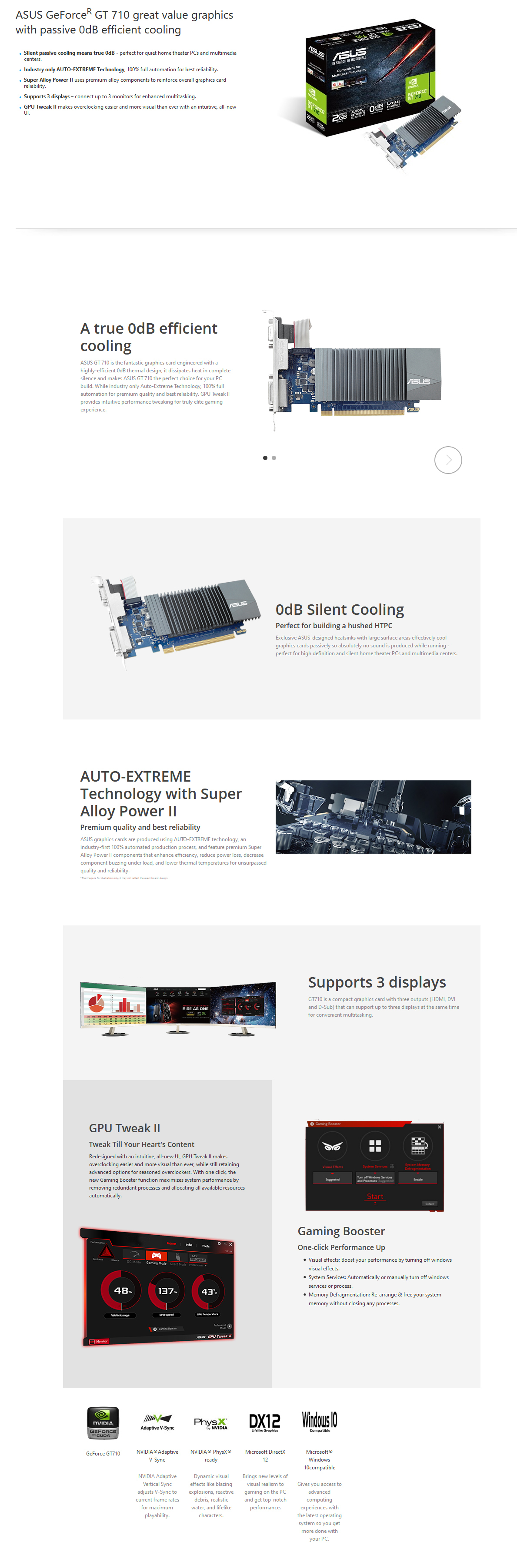 ASUS GeForceR GT 710 great value graphics with passive 0dB efficient cooling