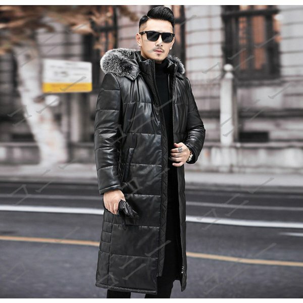 レザーコート ハーフコート 革コート 毛皮ファー ブラック