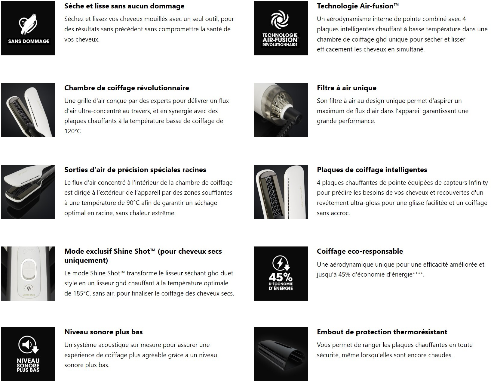 GHD DUO Lisseur Séchant Duet Styler 2 en 1 (Noir)
