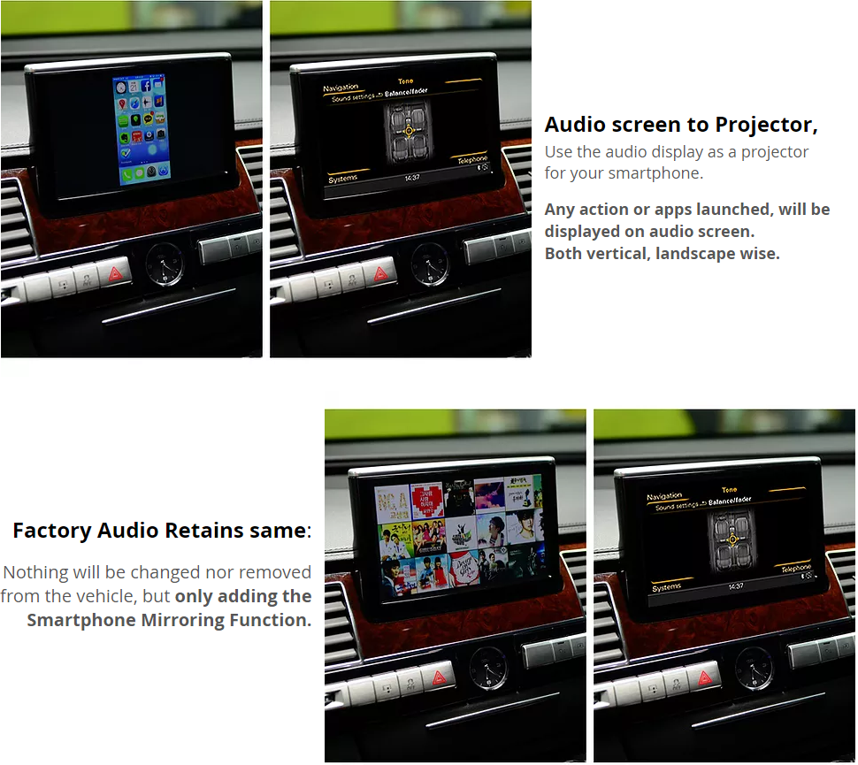 Audi A8 D3 2G MMI MirrorLink CarPlay Android Auto gps