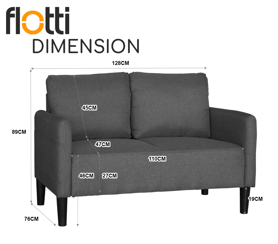 Flotti Aurelie Love Seat Sofa (Brown, Light Blue)