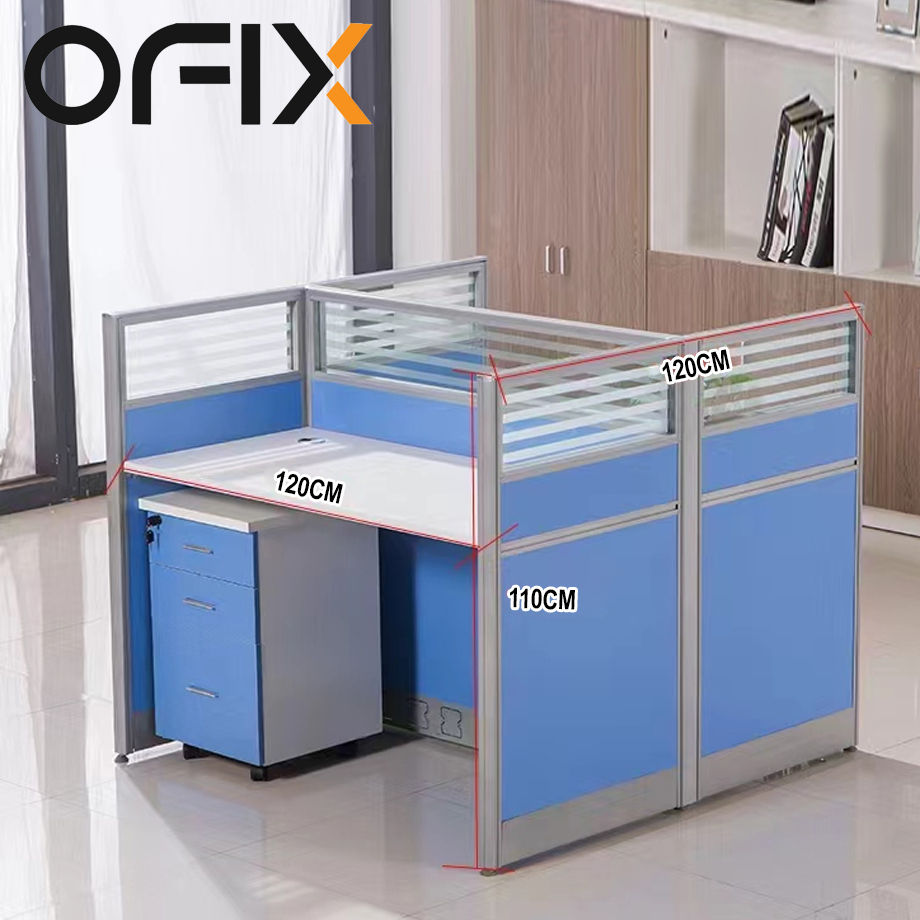 Ofix WS02 2 Seaters Workstation Partition Cubicle (White+Blue, White ...