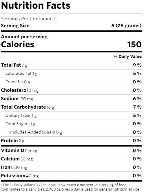 Tostitos Tortilla Chips, Hint of Lime 11 oz nutrition information