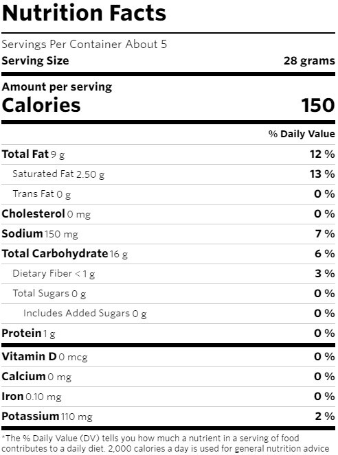 Pringles Potato Chips Original (5.2oz) nutrition information
