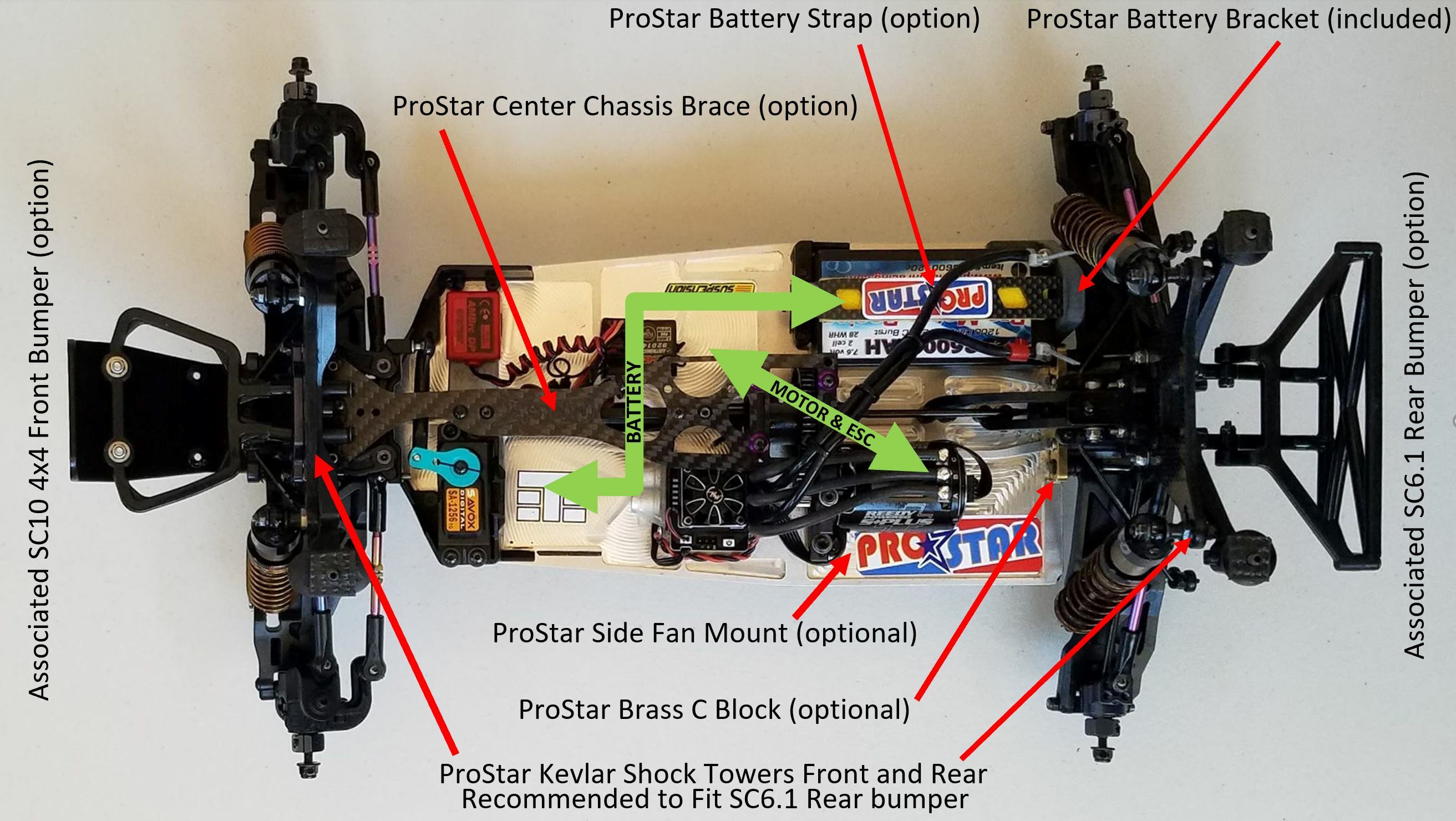 Tekno Short Course Conversion Chassis, 2WD & 4WD SC2410T V1 Chassis by ProStar Fits SC210T
