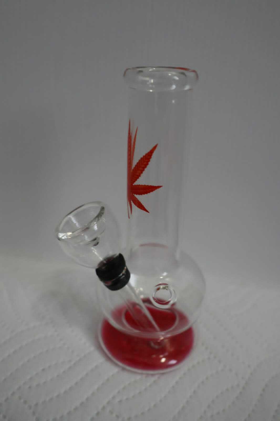 Glass Weed Leaf Bong 15cm Assorted Colour Print moodTime
