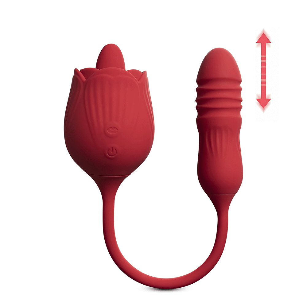 Silicone Clitoral Licking Rose with Thrusting Vibrator Egg 2