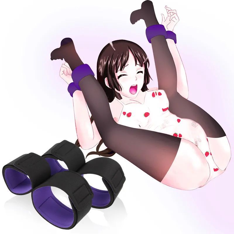 Black Purple Wrist Ankle Cuffs for BDSM Bondage Restraint