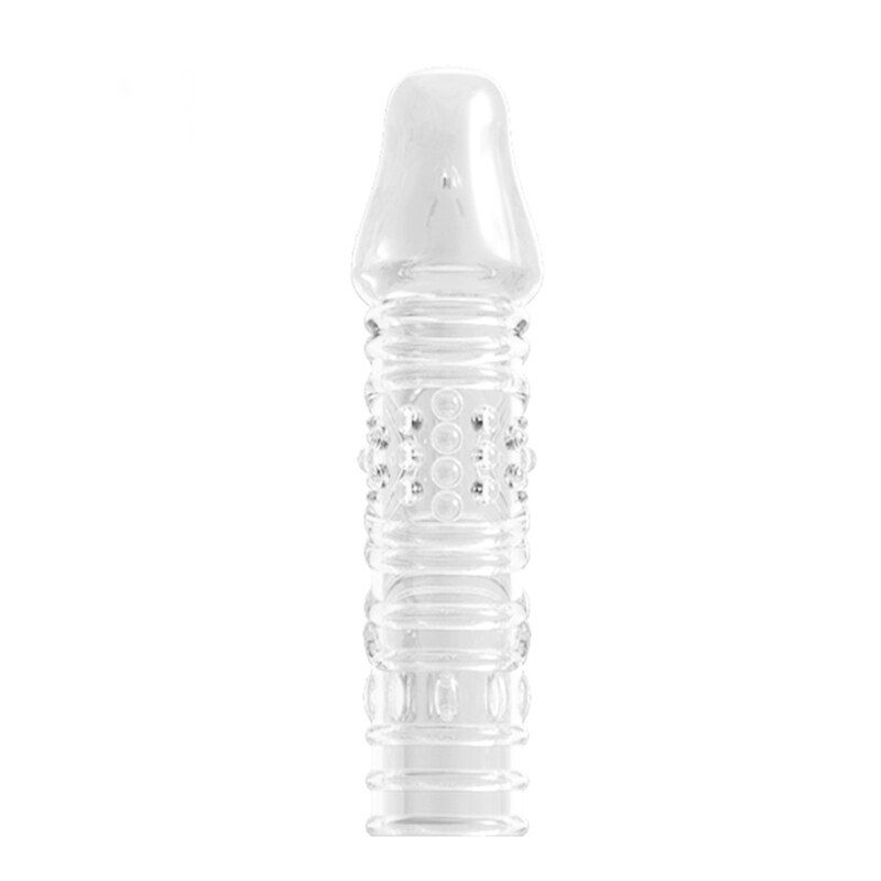 Delux textured stretchy silicone penis sleeve extender delay ejaculation for men