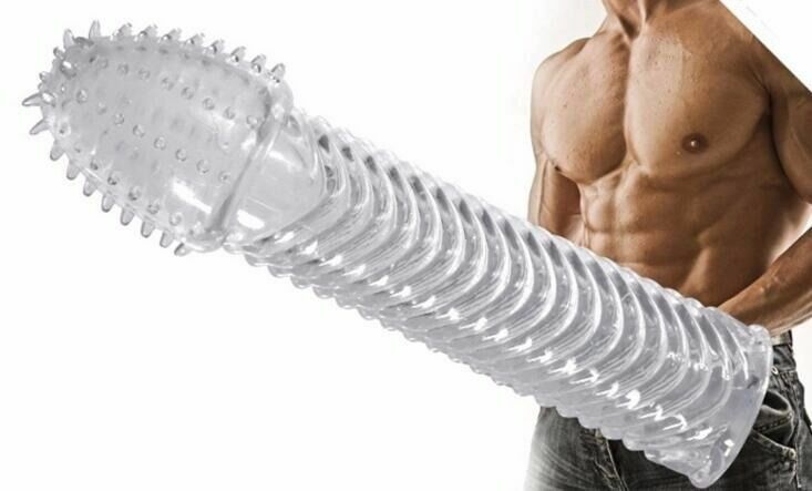 Delux rimmed stretchy silicone penis sleeve extender delay ejaculation for men