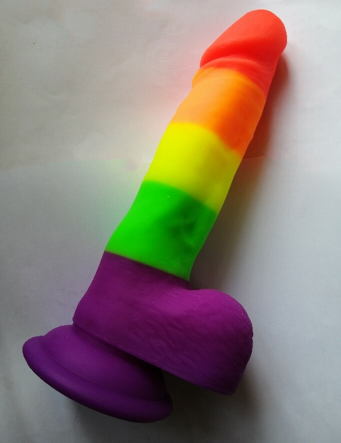 Realistic Penis Shaped Gay Pride Rainbow Suction Cup Dildo | moodTime