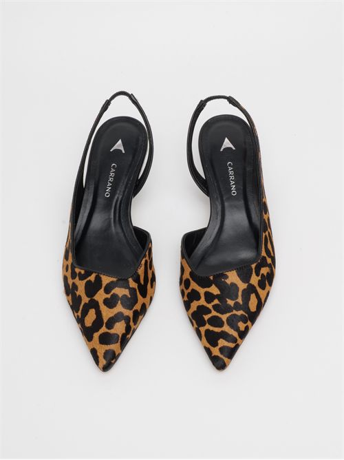 Décolleté Slingback in Cavallino leopardato con Tacco Girello - Carrano CARRANO | 850004CAMEL/BLACK