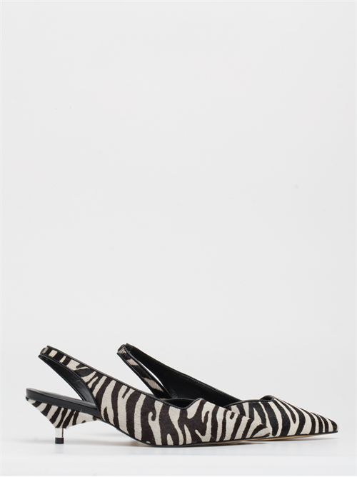 Décolleté Slingback in Cavallino Zebra con Tacco Girello - Carrano CARRANO | 850004WHITE/BLACK