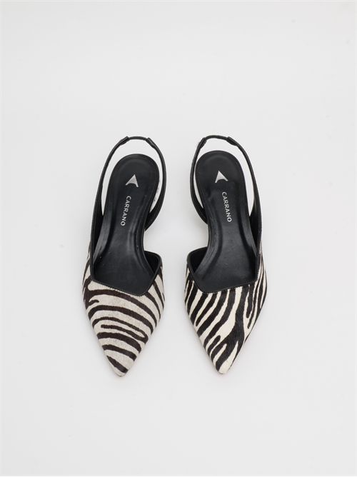 Décolleté Slingback in Cavallino Zebra con Tacco Girello - Carrano CARRANO | 850004WHITE/BLACK