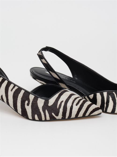 Décolleté Slingback in Cavallino Zebra con Tacco Girello - Carrano CARRANO | 850004WHITE/BLACK