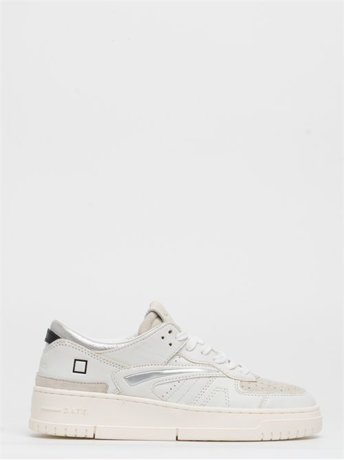 TORNEO SHINY WHITE-SILVER - Sneakers bassa in pelle colore bianco con inserti in camoscio colore beige. D.A.T.E. | W431-TO-SHWS