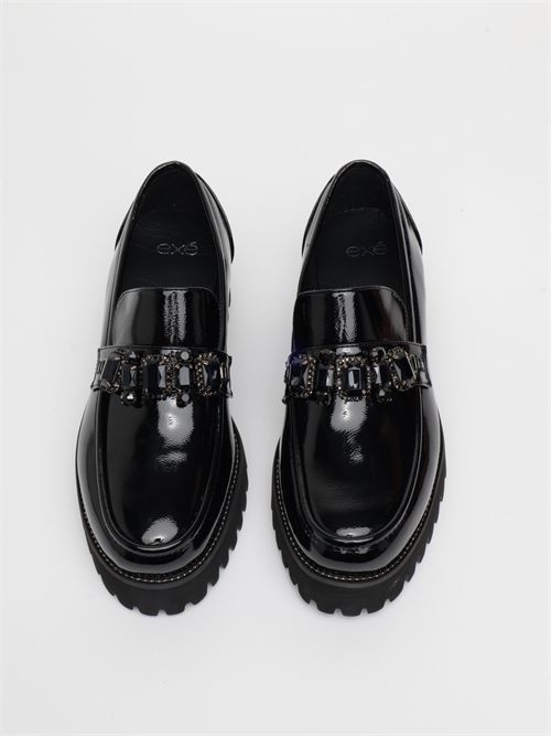 Mocassino Platform in Vernice Nera con Pietre Ornamentali - Exé EXE | PB6252H1796 ZS1018