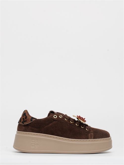 Sneakers in camoscio cioccolato e dettagli in calvallino stampa animalier GIO+ | PIA408ACIOCCOLATO