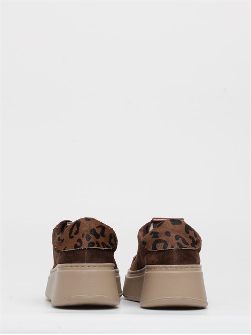 Sneakers in camoscio cioccolato e dettagli in calvallino stampa animalier GIO+ | PIA408ACIOCCOLATO
