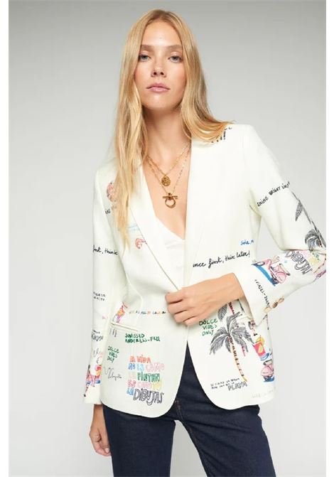 White straight-cut jacket with print VILAGALLO | 335581
