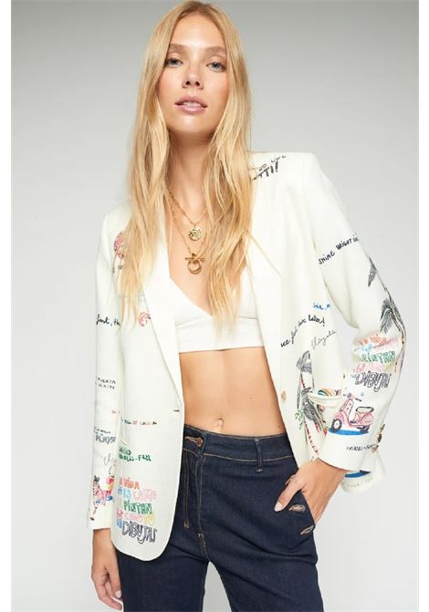 White straight-cut jacket with print VILAGALLO | 335581