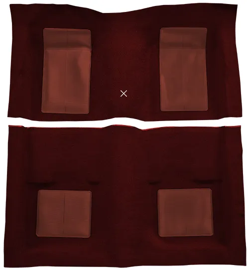 1969 Ford Mustang Carpet Replacement - Nylon - Complete | Fits: Fastback, Mach I with 4 Maroon Inserts with Shifter Cut