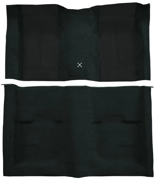 1970 Ford Mustang Mach 1 Carpet Replacement - Nylon - Complete | Fits: Fastback, with 2 Dark Blue Inserts with Shifter Cut