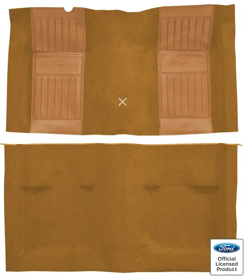 1971-1973 Ford Mustang Mach 1 Carpet Replacement - Nylon - Complete | Fits: Fastback, with 2 Medium Saddle Running Pony Inserts with Shifter Cut