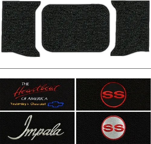1962 Chevy Impala Trunk Mat (Logos Available) - Tuxedo | Fits: 2DR, Coupe, in Carpet with Pad