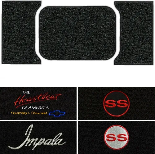 1961 Chevy Impala Trunk Mat (Logos Available) - Tuxedo | Fits: 2DR, Hardtop, Coupe, in Carpet with Pad