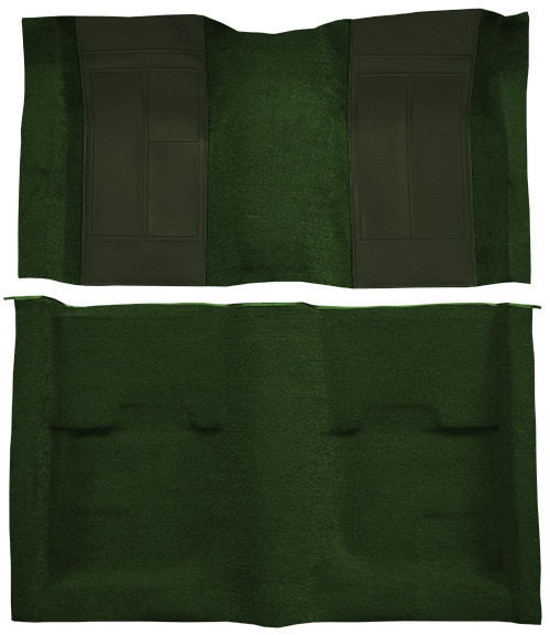 1970 Ford Mustang Mach 1 Carpet Replacement - Nylon - Complete | Fits: Fastback, with 2 Green Inserts without Shifter Cut