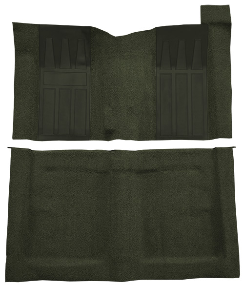1969 Ford Torino GT Carpet Replacement - Loop - Complete | Fits: 2DR, Hardtop, Fastback, 4spd, with 2 Dark Green Inserts